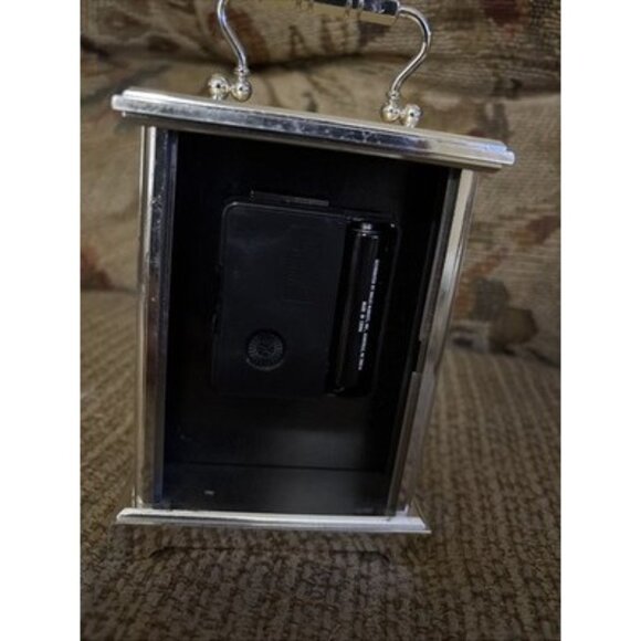 Bulova Quartz Carriage Clock Gold Tone Running AA Battery Black Face West German - Picture 4 of 7